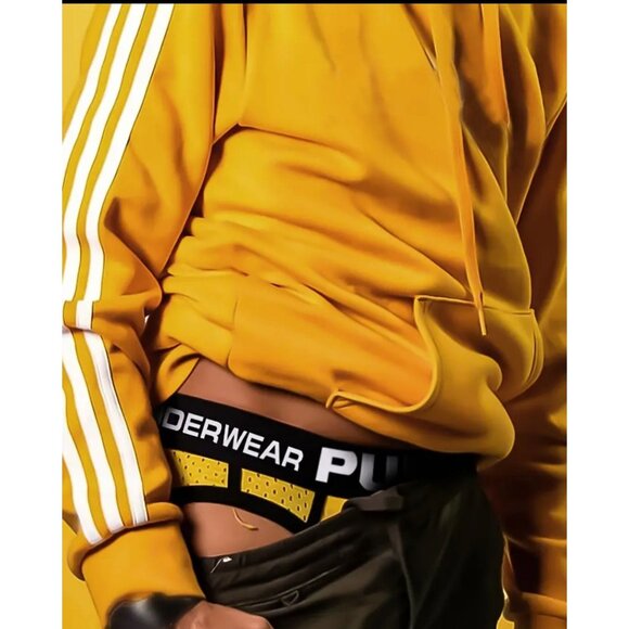 Pump! Mens Yellow Mesh Brief Underwear Size L Sexy Jock Fast Shipping - Picture 4 of 7